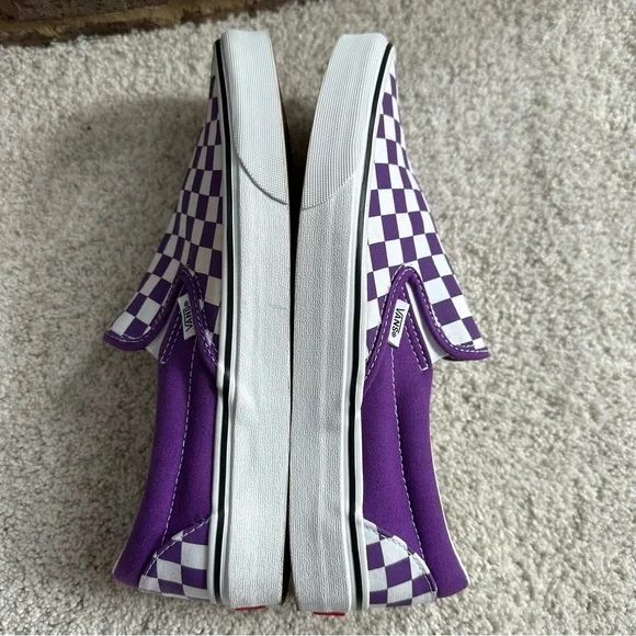 Vans Classic Slip On Theory Checkerboard Purple Sneakers - Picture 5 of 10